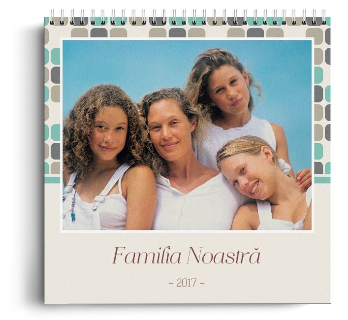 Calendar personalizat - Familia Noastra - Calendar de perete cu spirala metalica si agatatoare - Portret mediu (21x29 cm)