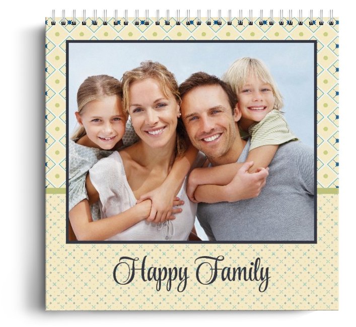 Calendar personalizat - Happy Family - Calendar de perete cu spirala metalica si agatatoare - Portret mare (29x42 cm)