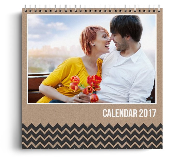 Calendar personalizat - Cardboard - Calendar de perete cu spirala metalica si agatatoare - Panoramic mare (42x29 cm)